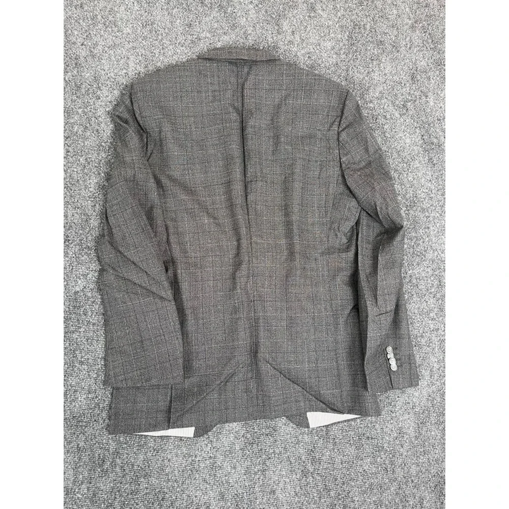 BOSS Carlo Barbera Slim Fit Italian Fabric Two Button Gray Plaid Wool Size 40‎ R